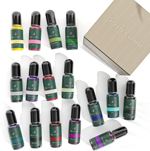 Miniatura 9 de Título: Hearth & Harbor - Tinte líquido para velas para cera de soja, 16 vibrantes tintes de color de vela para hacer velas, tinte de cera de vela