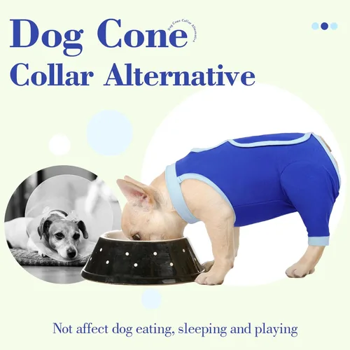 Miniatura 3 de ROZKITCH Manga de pierna para cirugía para perros, piernas traseras, macho y hembra para evitar lamer heridas, codo, rodillera, traje de Azul