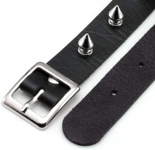 Miniatura 3 de Eigso Gargantilla de cuero punk para mujeres y hombres, collares góticos con remaches ajustables