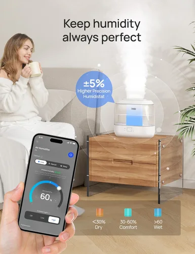 Miniatura 2 de Dreo Humidificadores inteligentes para dormitorio, humidificador de gran tamaño de 4 L de llenado superior para habitación grande con 28 dB, tiempo