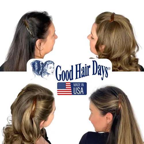 Miniatura 4 de Good Hair Days Peines laterales de Estados Unidos, 2 peines curvados grandes para el pelo de concha de tortuga para mujeres, giro francés, peinado