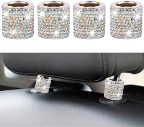 Miniatura 11 de BELOMI Paquete de 4 collares para reposacabezas de automóvil, collares brillantes para reposacabezas de automóvil, decoración de anillos, collares