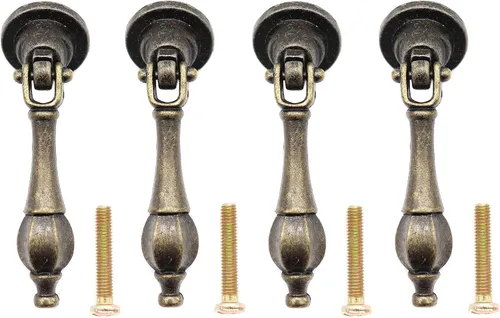 Miniatura 10 de Paquete de 5 pomos negros antiguos de lágrima vintage para armario de cajones de armario