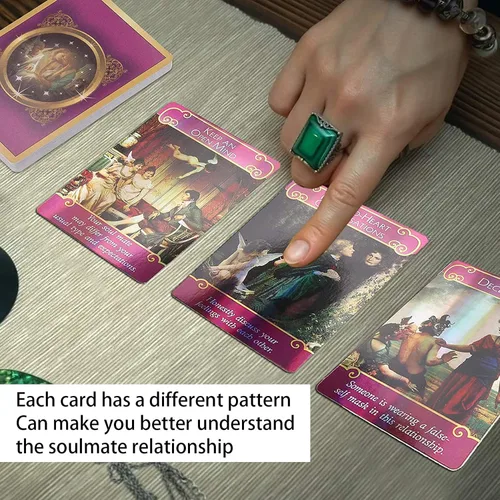 Miniatura 5 de Yitengteng Juego de cartas de tarot con holograma de ángel romántico, con bolsa, tarjetas Oracle para contar el futuro con efecto flash, tarjeta