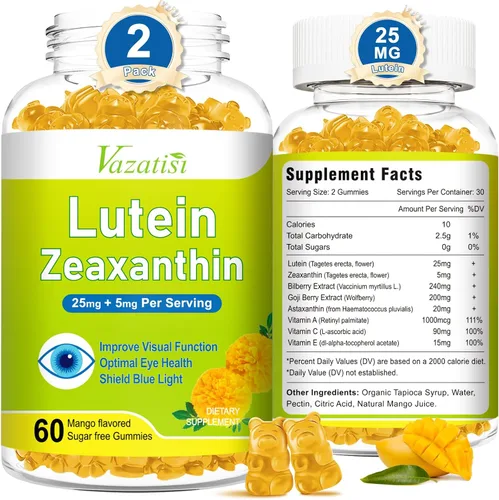 Miniatura 8 de Gomitas de suplementos de luteína y zeaxantina, suplemento avanzado de vitaminas para los ojos con arándano, azafrán, semilla de uva, omega 3