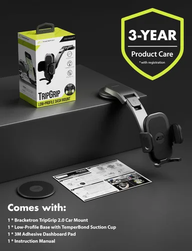 Miniatura 9 de Bracketron TripGrip - Soporte de teléfono de bajo perfil para salpicadero de automóvil, soportes de teléfono expandibles con un solo clic para tu