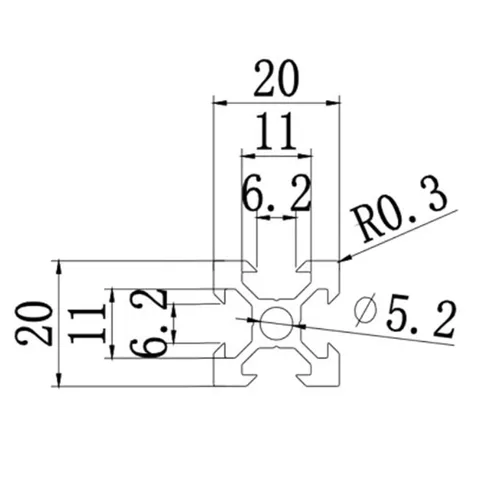 Miniatura 4 de 4 piezas de 11.811 in ranura en V 2020 perfil de extrusión de aluminio extruido estándar europeo anodizado para impresora 3D y CNC DIY