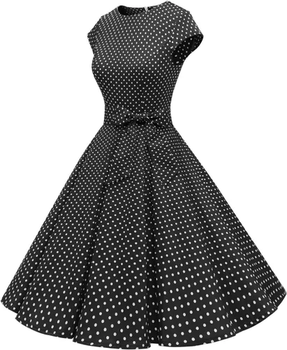 Miniatura 85 de Dressystar - Vestidos clásicos de fiesta con mangas casquillo, estilo Rockabilly y retro de la década de 1950