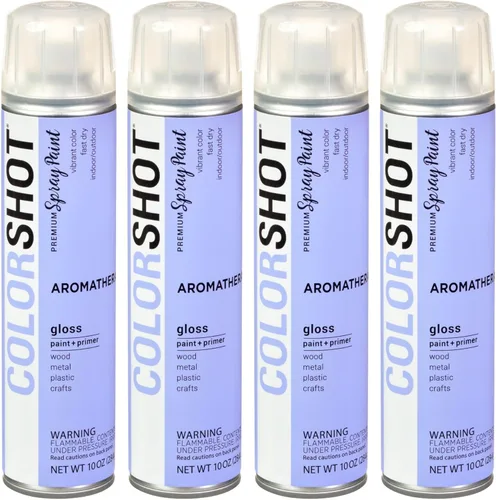 COLORSHOT Pintura en aerosol brillante, aromaterapia (lavanda) 10 onzas, paquete de 4, pintura acrílica de secado rápido, uso en interiores y
