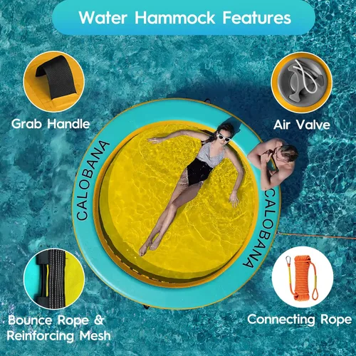 Miniatura 3 de CALOBANA Anillo Flotante Redondo Inflable Hamaca de Agua Flotadores de Río de Alta Resistencia Flotadores de Lago para Adultos Plataforma de Isla