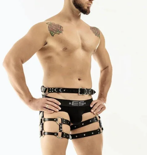 Miniatura 3 de ALLOVME Men Body Chest Belt for Men Adjustable Leather Belts with Buckles Rave Costume Sexy Punk Chest Belt Clubwear Costume