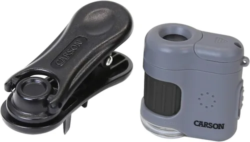 Miniatura 3 de Carson MicroMini - Microscopio de bolsillo con iluminación LED y linterna UV integrada y clip adaptador universal para digiscopio para smartphone