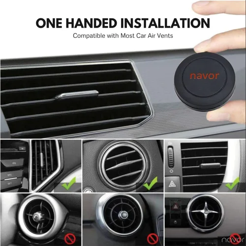 Miniatura 3 de Navor Soporte magnético universal para automóvil con ventilación de aire en color negro para iPhones y dispositivos Android
