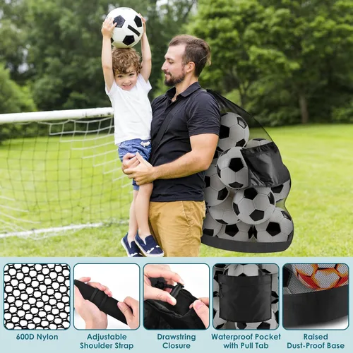 Miniatura 5 de BROTOU Heavy Duty Soccer Ball Net Bag(100L Extra Large Capacity 10-12Balls), Drawstring Mesh Ball Bag with Zipper Pocket, Sports Equipment Storage