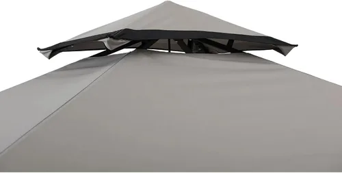 Miniatura 7 de SUNJOY Cenador de parrilla de 8 x 5 pies con techo de dosel de doble nivel, marco de acero negro para actividades al aire libre, patio, jardín