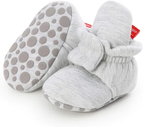 Miniatura 32 de Botines de forro polar para bebés, niños y niñas, pantuflas antideslizantes con agarre suave, zapatos de calcetín para recién nacidos, cuna