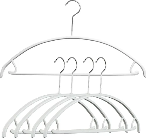 Miniatura 10 de Mawa by Reston Lloyd - Percha de metal antideslizante, soporte de hombro suave con ganchos para falda/barra de pantalones, modelo 42-U, color Plata