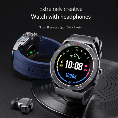 Miniatura 2 de Reloj inteligente F33 con auriculares 3 en 1 MP3 Bluetooth 1.43 pulgadas Smartwatch Auriculares inalámbricos incorporados Altavoz Rastreador