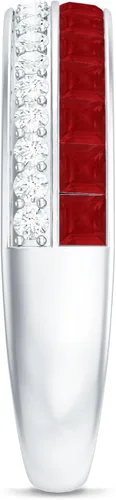 Miniatura 17 de Anillo de media eternidad de diamantes y rubí de 1.25 quilates para mujer Calidad AAA