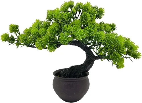 Miniatura 9 de Árbol de enebro artificial en maceta, pino japonés sintético, simulación de bonsái, jardín zen, planta falsa para el hogar, oficina, escaparate