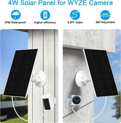 Miniatura 4 de FUTUREZEN Panel solar de 4 W para cámaras WYZE, cargador solar USB-C y micro USB, compatible con WYZE Cam Pro, cámara exterior V1/V2, cable de 9.8