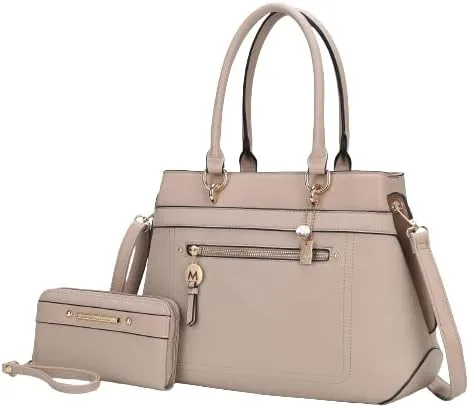 MKF Collection Bolso de mano con cartera de muñeca para mujer, bolso cruzado de cuero vegano con asa superior