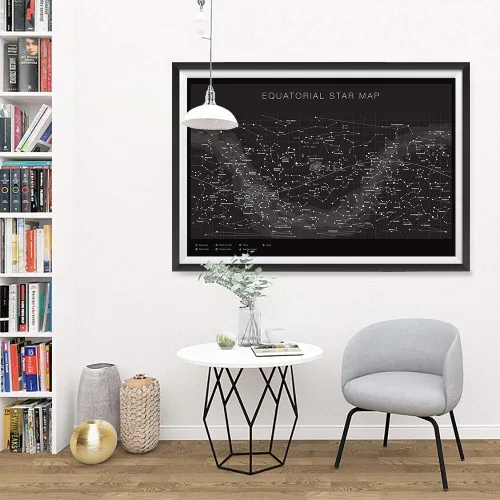 Miniatura 5 de Higly - Póster detallado de mapa de estrellas ecuatoriales – Constelaciones con nombres de estrellas – Impresión artística de pared para la escuela