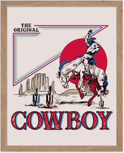 Miniatura 67 de Poster Master Póster de Rodeo marrón – Estampado retro de vaquero sobre caballo – Arte de vaquero – Arte occidental – Arte del salvaje oeste