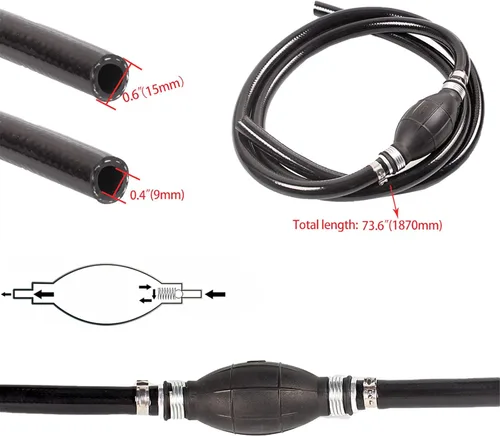 Miniatura 6 de BARTOO - Conjunto de línea de combustible, línea de manguera de combustible de nylon trenzado de 3/8 pulgadas para embarcaciones marinas, motor