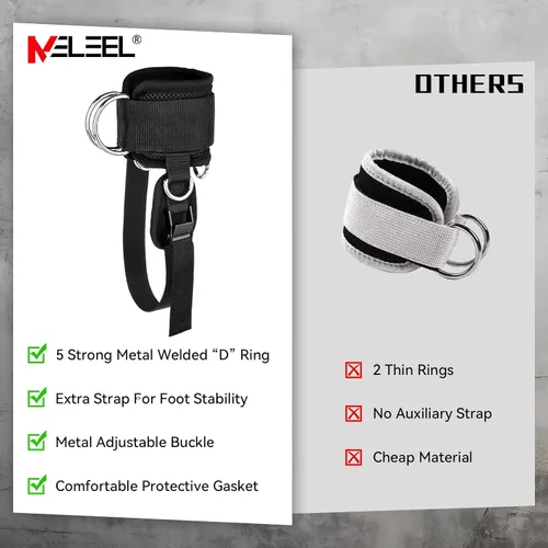 Miniatura 8 de Correas de tobillo para máquina de mancuernas y cables, accesorio de pie con mancuernas para gimnasio con correa de nailon más larga/junta