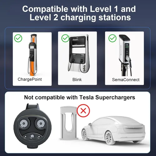 Miniatura 3 de 2025 Adaptador J1772 a Tesla Actualizado, Máx 80A 240V, Compatible con Modelo 3/S/X/Y, Soporta Carga AC Nivel 1 y 2, Funciona con Conectores J1772