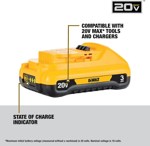 Miniatura 3 de DEWALT Paquete de batería de 20V MAX con cargador, 3 Ah, tiempo de funcionamiento extra largo (DCB230C)