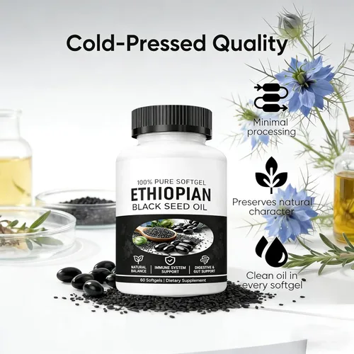 Miniatura 6 de Cápsulas blandas de aceite de semilla negra etíope, 4.64% timoquinona, cápsulas de aceite de comino negro prensado en frío, apoyo inmunológico