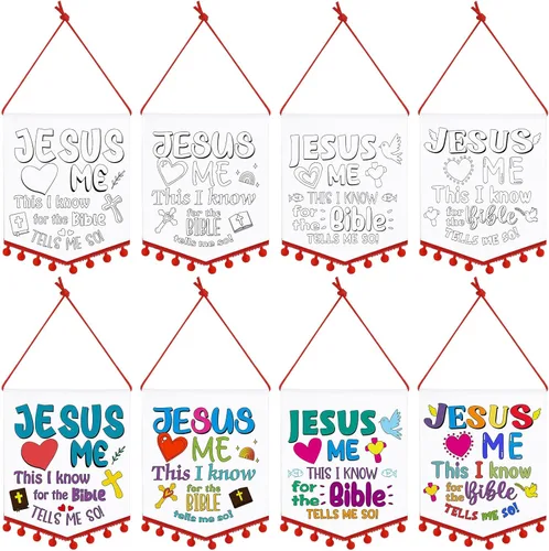 VitalCozy Juego de 24 carteles para la primera comunión, manualidades cristianas de escuela dominical para niños, colorea tus propios pancartas