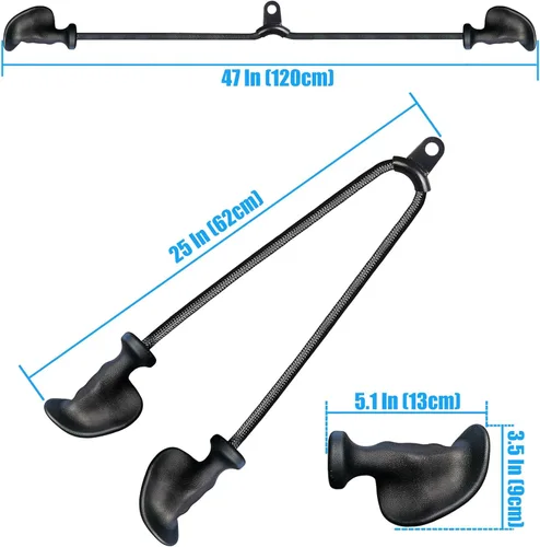 Miniatura 2 de BLUSLM Accesorios de tríceps con cuerda ergonómica, accesorios de cable para tríceps extra largos de 27, 32, 40 y 47 pulgadas mejorados para CUERDA