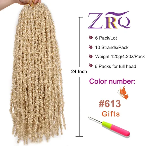 Miniatura 92 de ZRQ Butterfly Locs Cabello de Ganchillo Corto 6 Paquetes Negro Cabello Bob de Ganchillo 8 Pulgadas Locs Sintéticos Desordenados Desgastados Trenzas