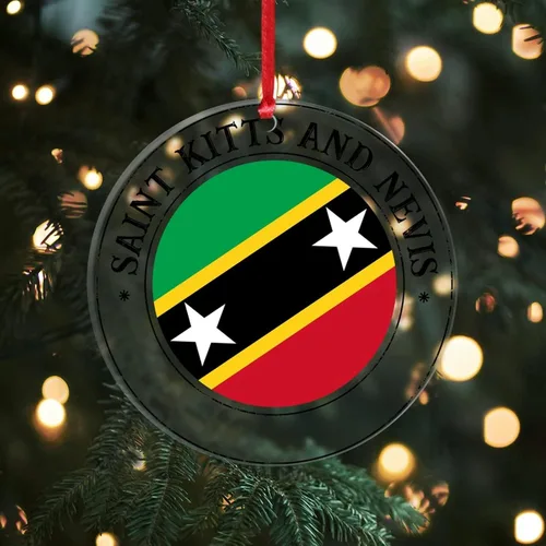 Miniatura 7 de Adorno de Navidad redondo de acrílico transparente de San Cristóbal y Nieves con la bandera nacional de San Cristóbal y Nieves, regalo de Navidad