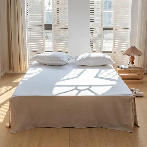 Miniatura 14 de BISELINA - Falda de cama de lino francés con volantes plisados de 22 pulgadas, caída a medida, mezcla natural de lino y algodón, funda para cama