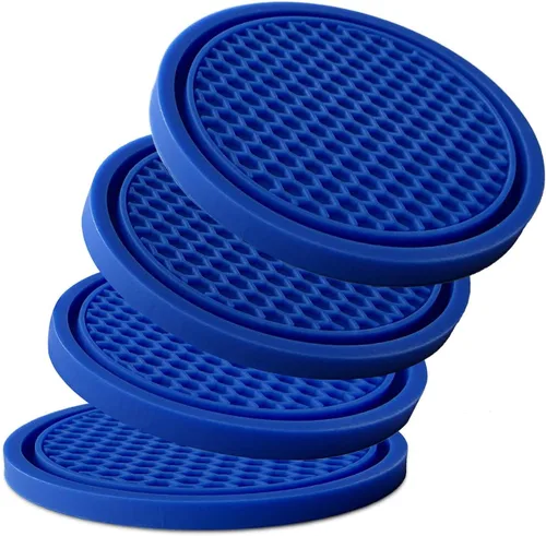 Miniatura 18 de Juego de 4 posavasos para automóvil, antideslizantes y a prueba de golpes, inserto flexible de goma de PVC para portavasos