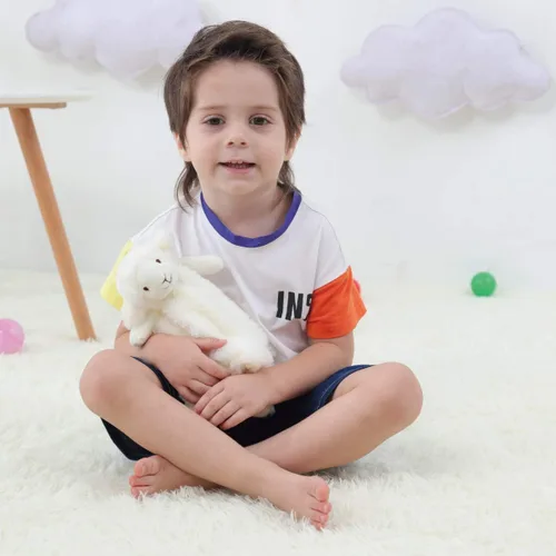 Miniatura 4 de Apricot Lamb Manta de felpa de lujo de oveja blanca de cordero blanco, manta de seguridad con animales de peluche, manta de personaje para el cuarto