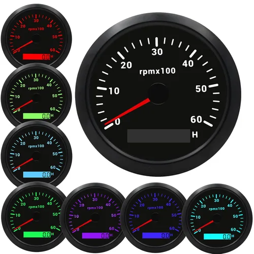 Tacómetro de 85 mm RPM Medidor de tacómetro de 6000 RPM Tacómetros de reemplazo automotriz 0-6000 RPM Tacometro Medidor LED para automóvil Auto Negro