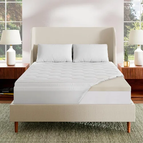 Miniatura 12 de Sleep Innovations - Cubrecolchón de gel de confort con espuma viscoelástica de memoria de doble capa, 4 pulgadas, tamaño California King, funda