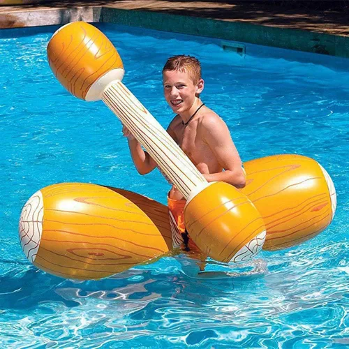 Miniatura 4 de Juguetes hinchables para el agua, dos troncos flotantes hinchables y dos palos también inflables para golpearse, Amarillo, L