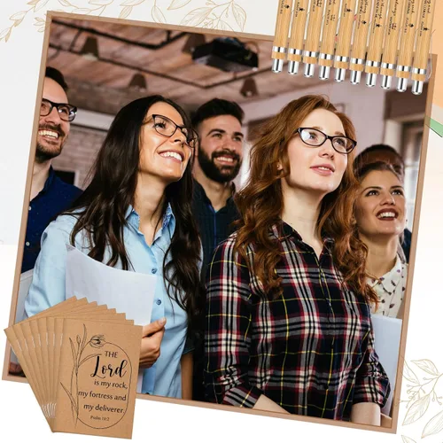 Miniatura 5 de Kisston 50 unidades de regalo cristiano para el Día del Padre, incluye cuadernos de versículos de la Biblia, bolígrafos inspiradores de bambú