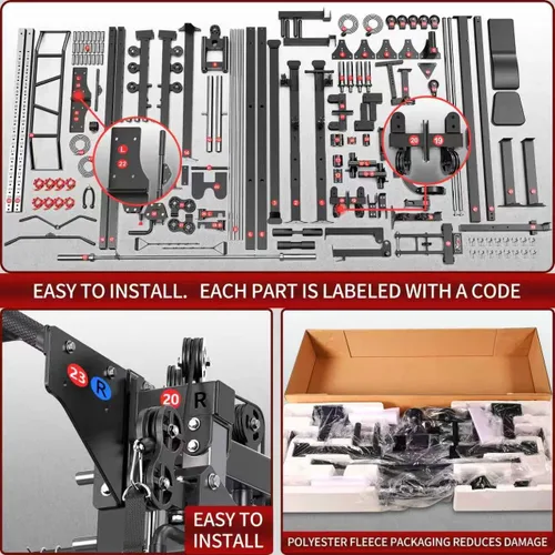 Miniatura 11 de Máquina Smith con sistema de cruce de cables, jaula de potencia multifunción para sentadillas y rack de potencia para gimnasio en casa, rack de Negro