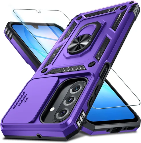 Miniatura 38 de Janmitta Compatible con Galaxy A15 5G Funda con Cubierta Deslizante Integrada para Lente de Cámara + Protector de Pantalla + Soporte de Anillo