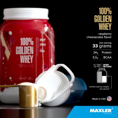 Miniatura 3 de Maxler 100% proteína de suero de leche dorada, 0.85 oz de proteína por porción, proteína de suero en polvo para antes del entrenamiento