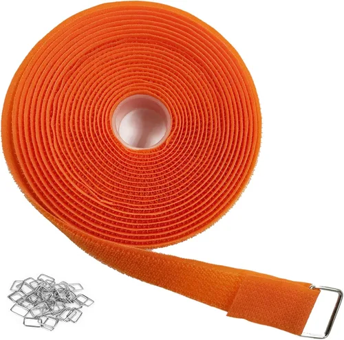 Miniatura 14 de YMCRLUX Correas de gancho y bucle de 1 x 16 pies con 25 hebillas de metal, correas de cable de fijación ajustables, correa de cincha cortada a