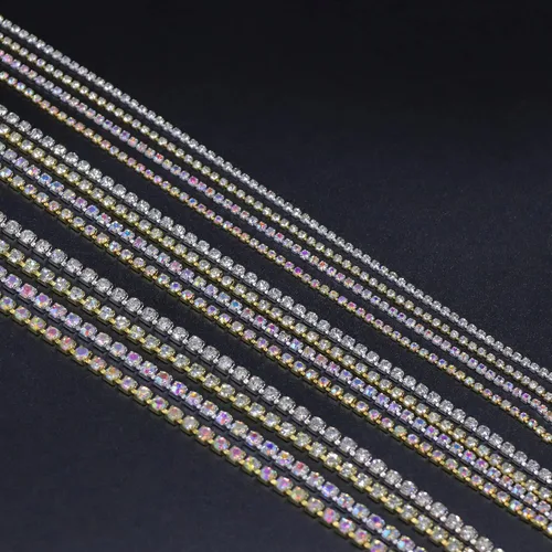 Miniatura 7 de Jerler 9 metros de adornos de diamantes de imitación con cadena cerrada SS6.5/2.0mm, cadena AB para costura, manualidades, ideal para bodas