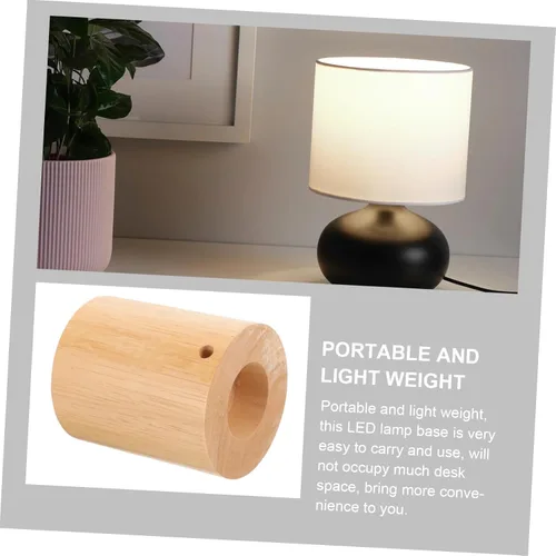 Miniatura 7 de DOITOOL Lámpara de mesa de madera Base Base Cilindro Diseño Moderno Lámpara Soporte Luz de noche para escritorio